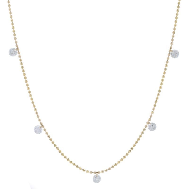 L'élégance moderne définie ! Fabriqué en or jaune 14k, ce collier à chaîne de perles accueille cinq diamants blancs pour une combinaison parfaite d'éclat et de brillance.  

Contenu métallique : Or 14k garanti comme estampillé

Informations sur les