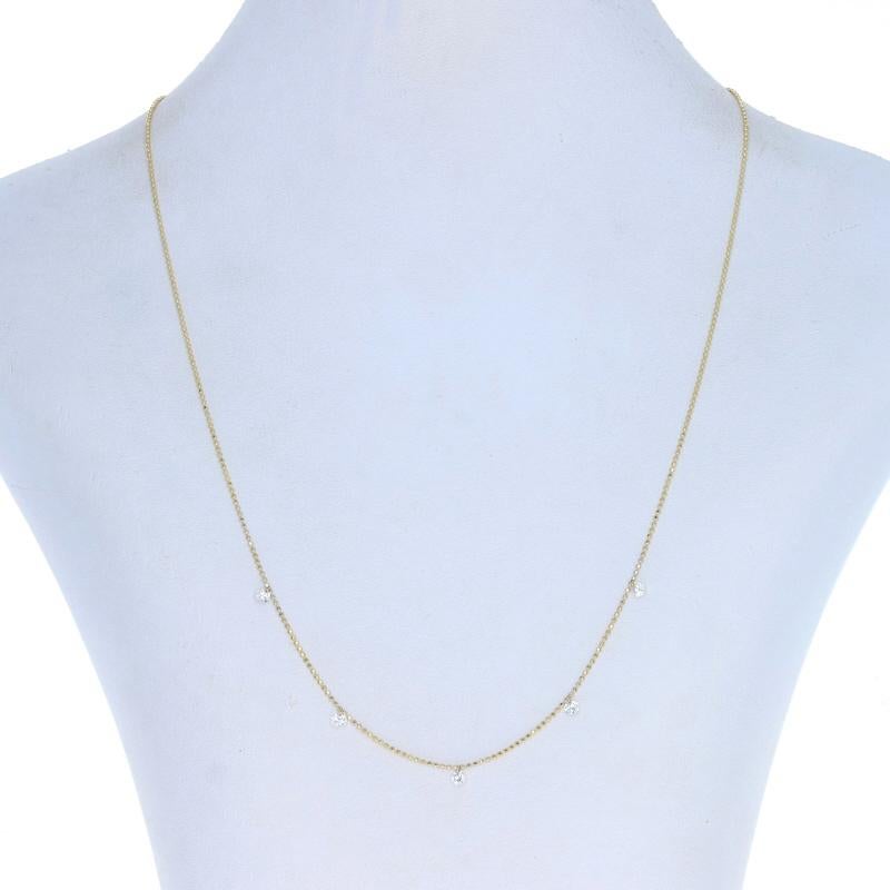 Taille ronde Collier en or jaune Dashing Diamonds -14k Round .50ctw Bead Chain Adjustable en vente