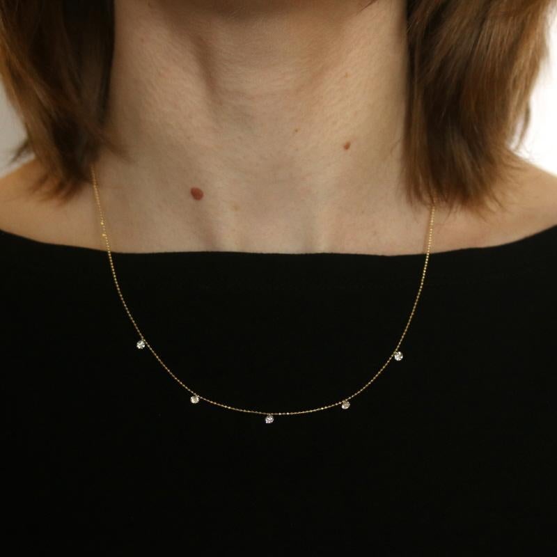Collier en or jaune Dashing Diamonds -14k Round .50ctw Bead Chain Adjustable Neuf - En vente à Greensboro, NC