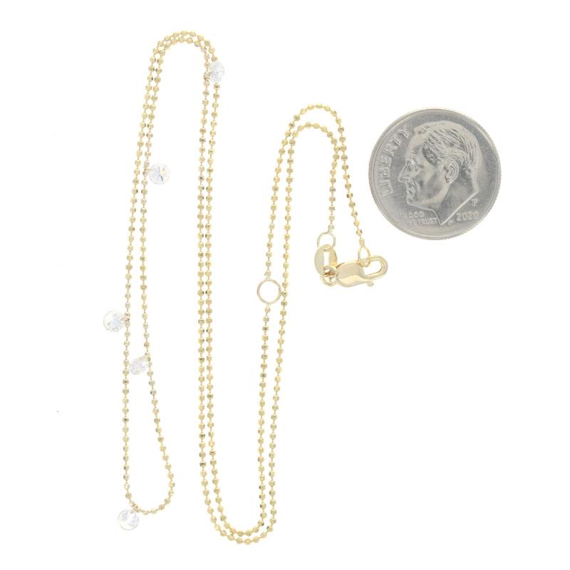 Collier en or jaune Dashing Diamonds -14k Round .50ctw Bead Chain Adjustable en vente 1