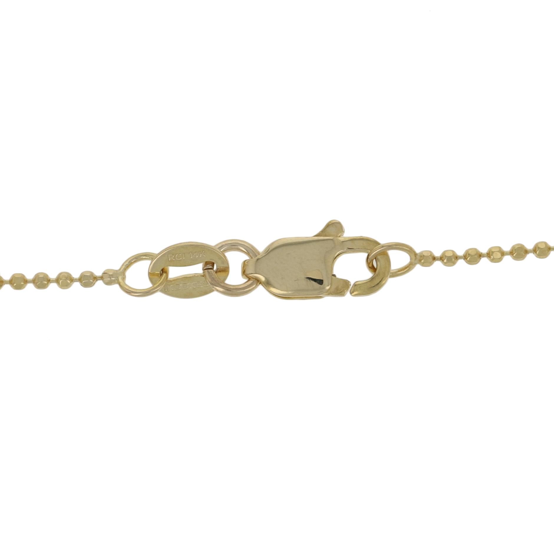 Collier en or jaune Dashing Diamonds -14k Round .50ctw Bead Chain Adjustable en vente 2