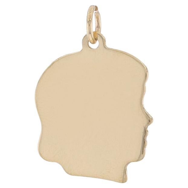 Yellow Gold Daughter's Silhouette Engravable Charm 14k Little Girl Mom's Pendant For Sale