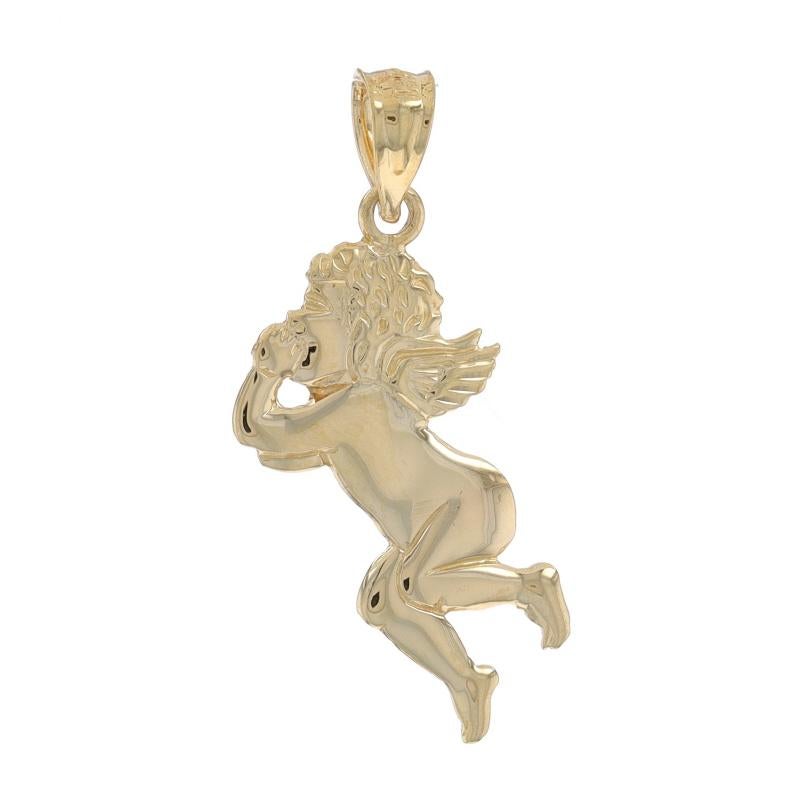Metal Content: 14k Yellow Gold

Theme: Daydreaming Cherub, Thinking Angel

Measurements
Tall (from stationary bail): 7/8