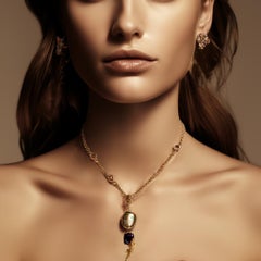 Yellow Gold Designer Blossom Earrings with Removable Drops of Amethysts