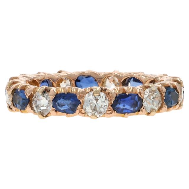 Anello in oro giallo Dia Sapp Edwardian Band 14k Old Mine 2.77ctw Antique Wed Ring 4 1/4 in vendita