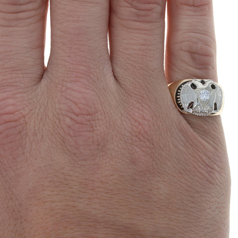 Yellow Gold Diamond 32nd Degree Scottish Rite Masonic Ring, 14k .30ct ...