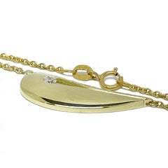 14K Yellow Gold Diamond Accent Organic Shape Necklace, Made in USA