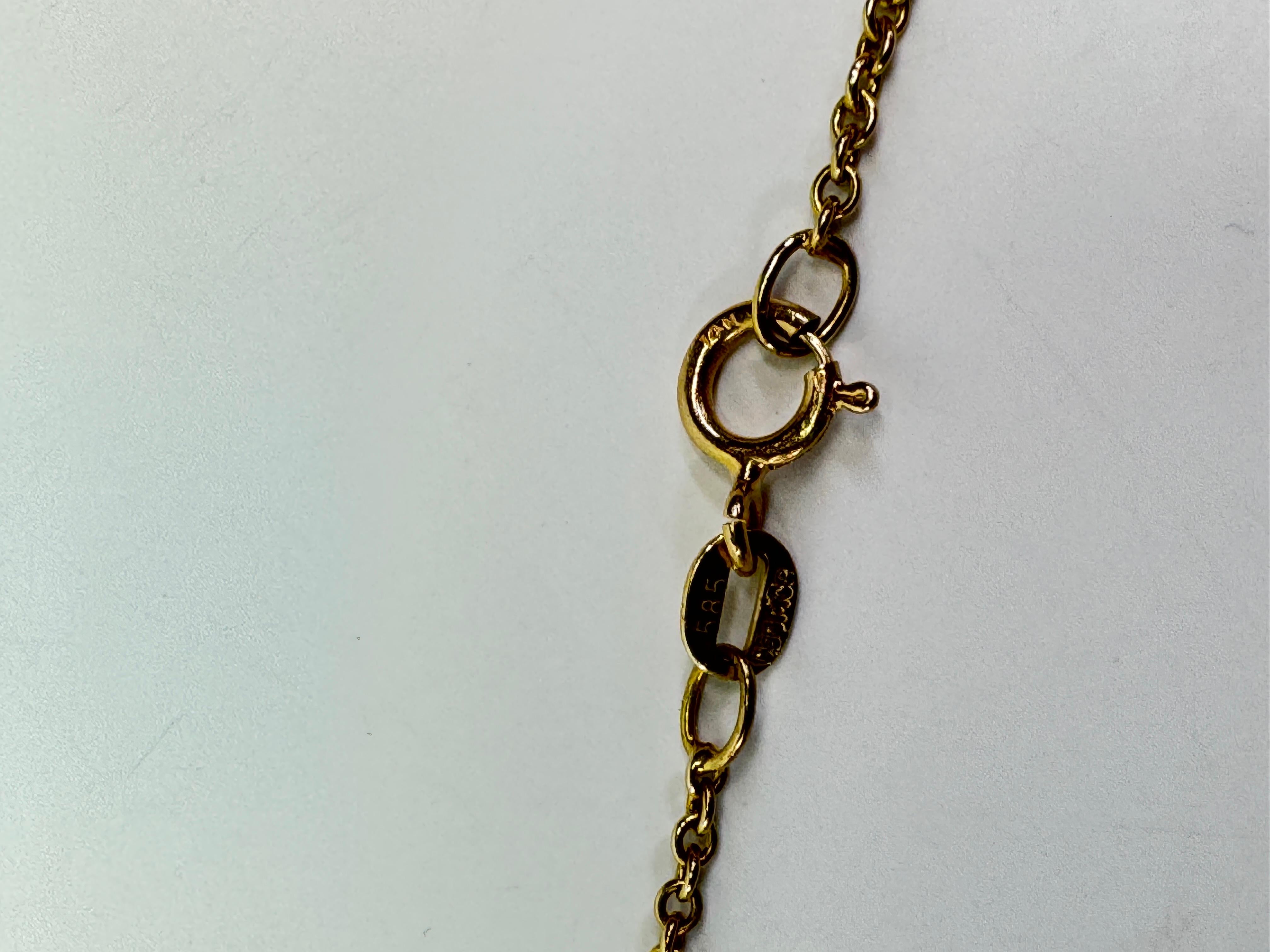 Yellow Gold Diamond Accent Organic Shape Necklace For Sale 3