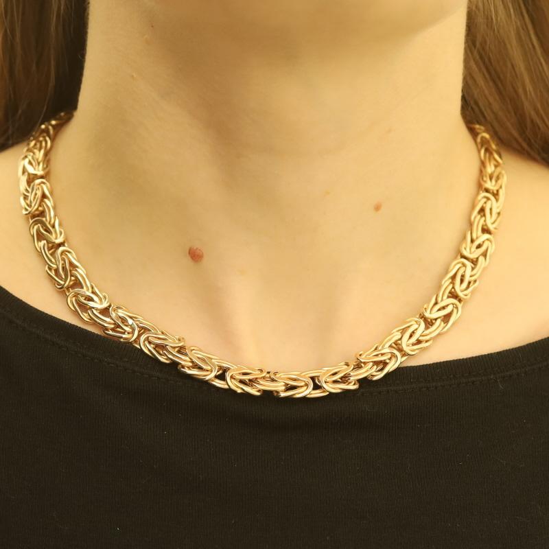 Collier de chaîne byzantine en or jaune sertie de diamants -14k Single Cut .14ctw Excellent état - En vente à Greensboro, NC