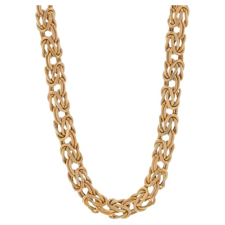 Yellow Gold Diamond-Accented Byzantine Chain Necklace 17" -14k Single Cut .14ctw