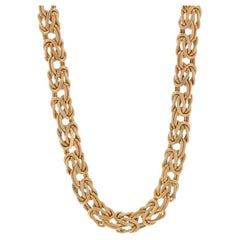 Yellow Gold Diamond-Accented Byzantine Chain Necklace 17" -14k Single Cut .14ctw