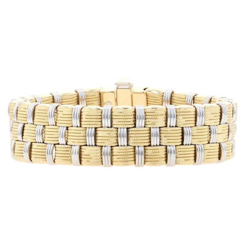 Yellow Gold Diamond-Accented Woven Chain Bracelet, 18k Basket Weave