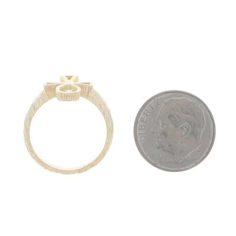 Bague Ahnk en or jaune 14k diamant unique vie éternelle en vente 1