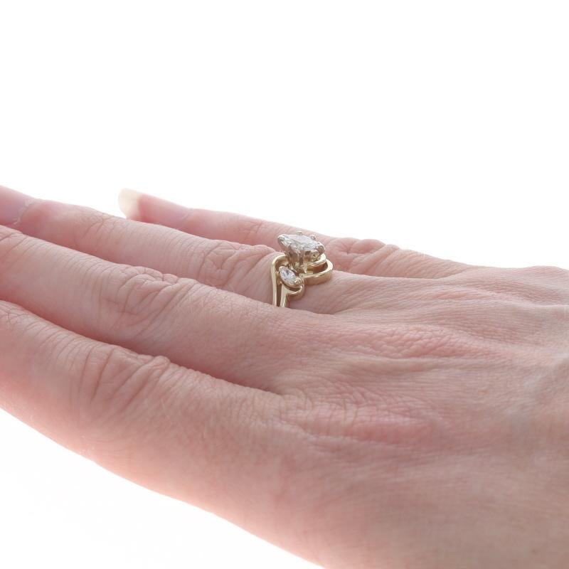 Women's Yellow Gold Diamond All-In-One Engage Wed Ring 14k Marq.50ctw Three-Stone Bypass For Sale