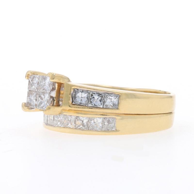 Gelbgold Diamant All-In-One Verlobungsring 14k Prinzessin 1,60ctw (Carréschliff) im Angebot