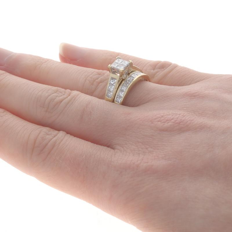 Gelbgold Diamant All-In-One Verlobungsring 14k Prinzessin 1,60ctw im Zustand „Gut“ im Angebot in Greensboro, NC