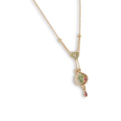 Yellow Gold Diamond and Gem Set Heart Pendant