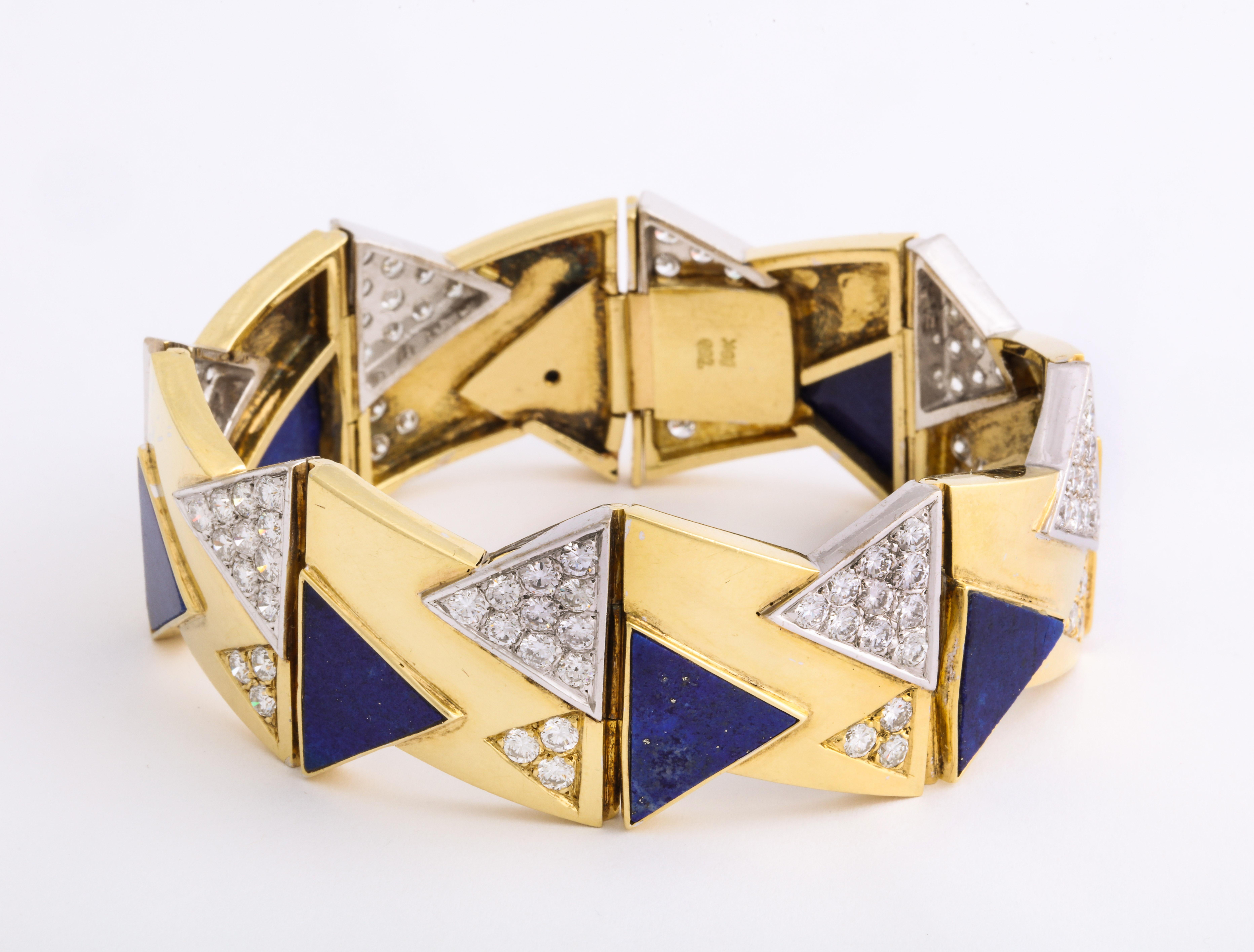 Pulsera de lapislázuli y diamantes en Excelente estado para la venta en New York, NY