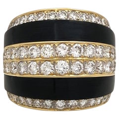 Yellow Gold Diamond and Onyx Dome Ring