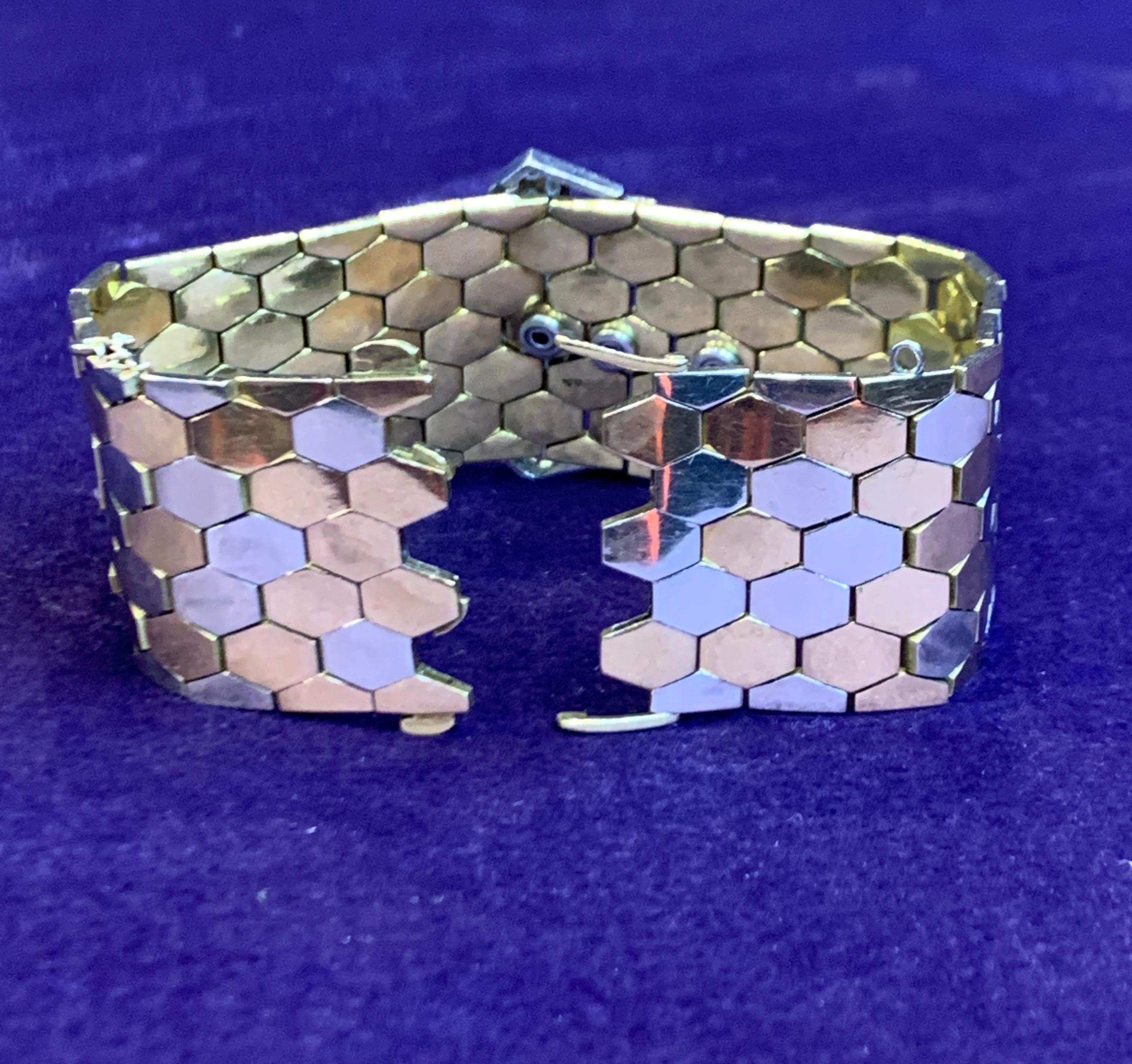 Women's or Men's Yellow Gold Diamond and Ruby Buckle Bracelet