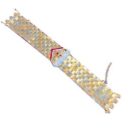 Yellow Gold Diamond and Ruby Buckle Bracelet