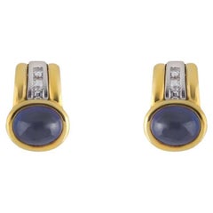 Yellow Gold Diamond and Sapphire Earrings