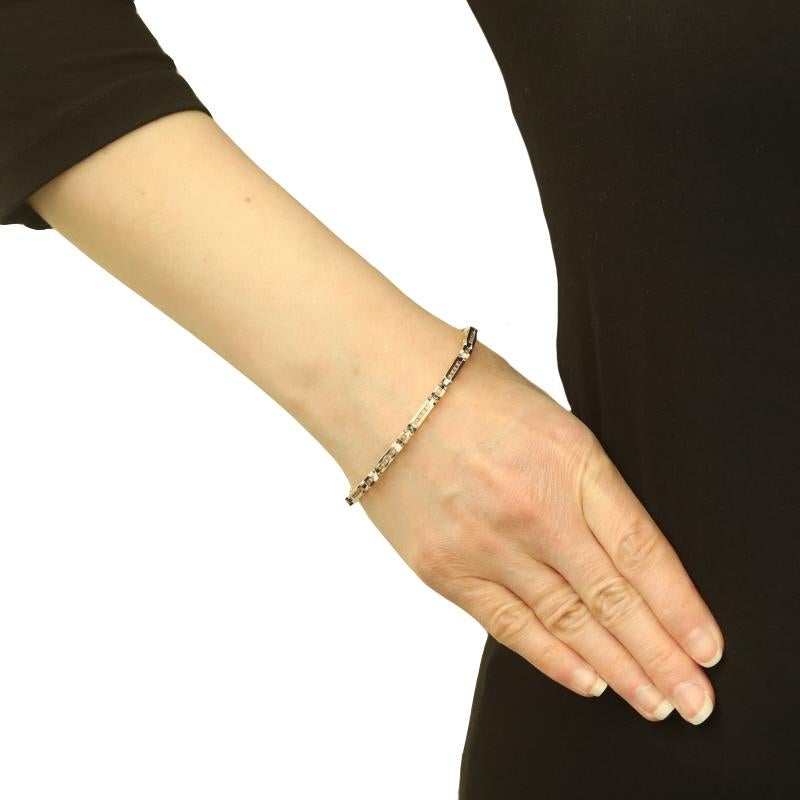 Taille ronde Bracelet à maillons angulaires en or jaune 7 1/4