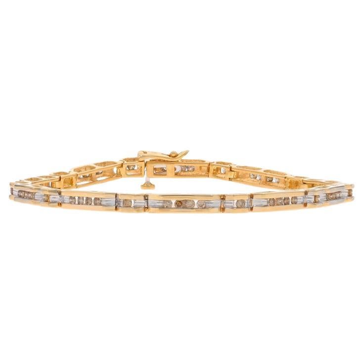 Bracelet à maillons angulaires en or jaune 7 1/4" - 14k Rd 1,00ctw Channel Brown