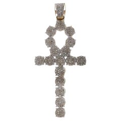 Pendentif « Hieroglyph Bling » en or jaune 14 carats avec un seul diamant de 2,00 ctw « Life Faith »