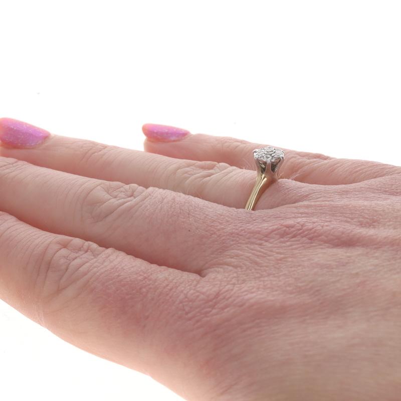 Bague de fiançailles en or jaune avec diamant Art Deco - 14k Single Cut .12ctw Excellent état - En vente à Greensboro, NC
