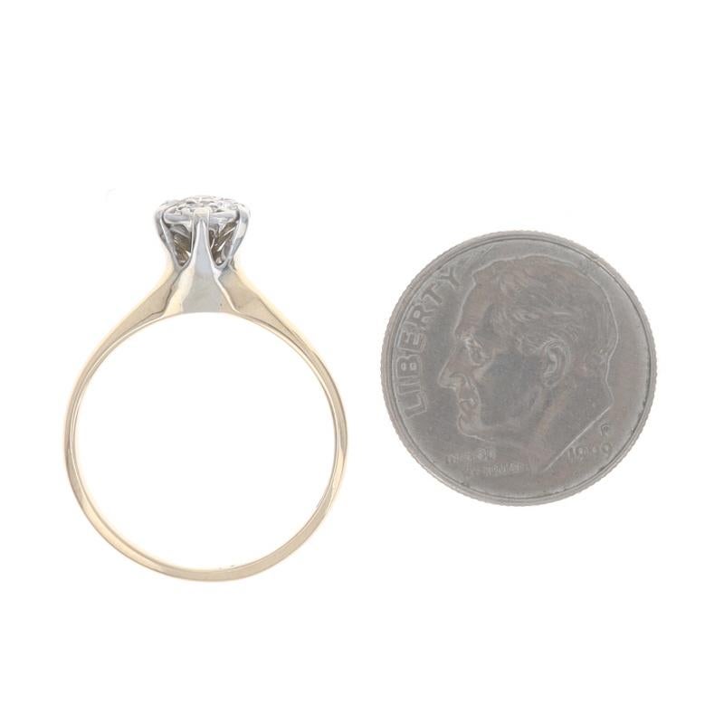 Bague de fiançailles en or jaune avec diamant Art Deco - 14k Single Cut .12ctw Pour femmes en vente