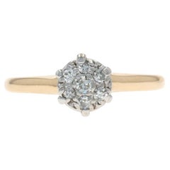 Bague de fiançailles en or jaune avec diamant Art Deco - 14k Single Cut .12ctw