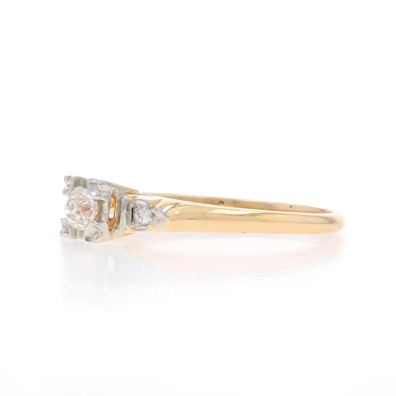 Yellow Gold Diamond Art Deco Engagement Ring - 14k 18k European .22ctw Vintage In Good Condition For Sale In Greensboro, NC