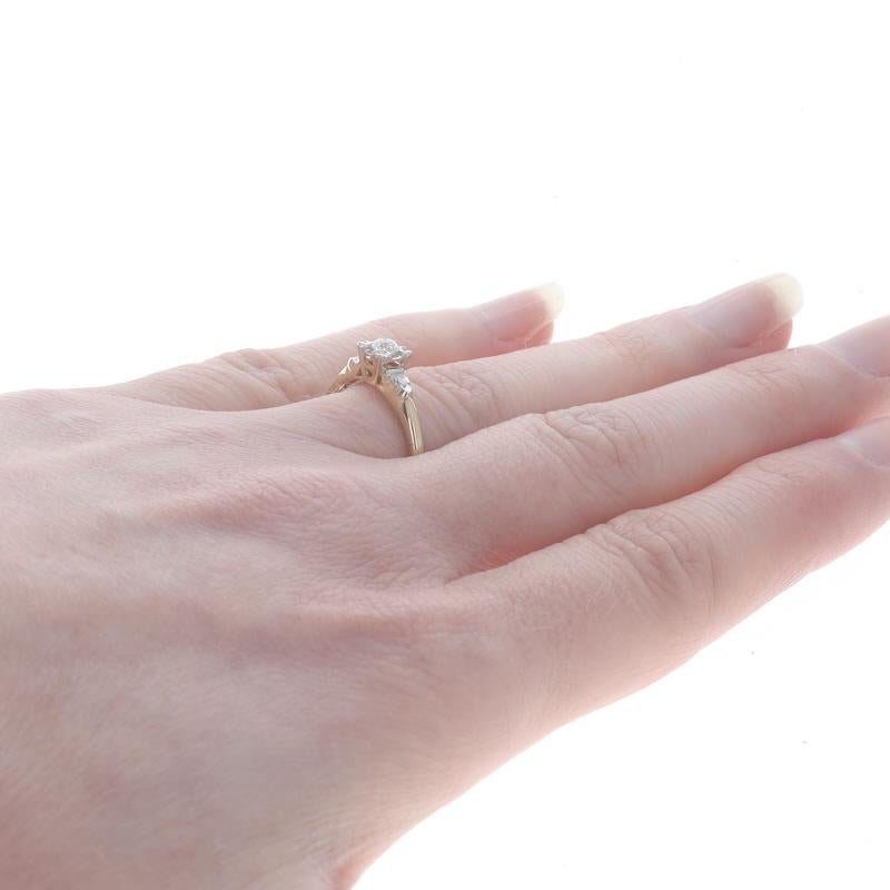 Women's Yellow Gold Diamond Art Deco Engagement Ring - 14k 18k European .22ctw Vintage For Sale