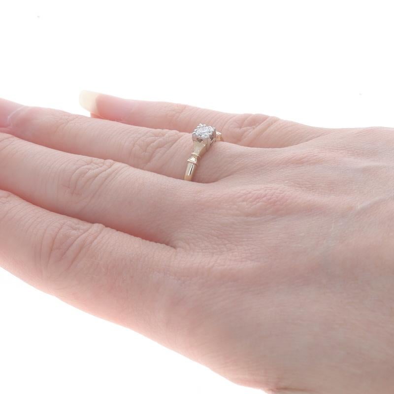 Gelbgold Diamant Art Deco Verlobungsring - 14k European Cut Vintage Milgrain, Gelbgold Damen