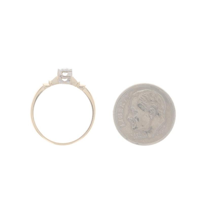Gelbgold Diamant Art Deco Verlobungsring - 14k European Cut Vintage Milgrain, Gelbgold 1