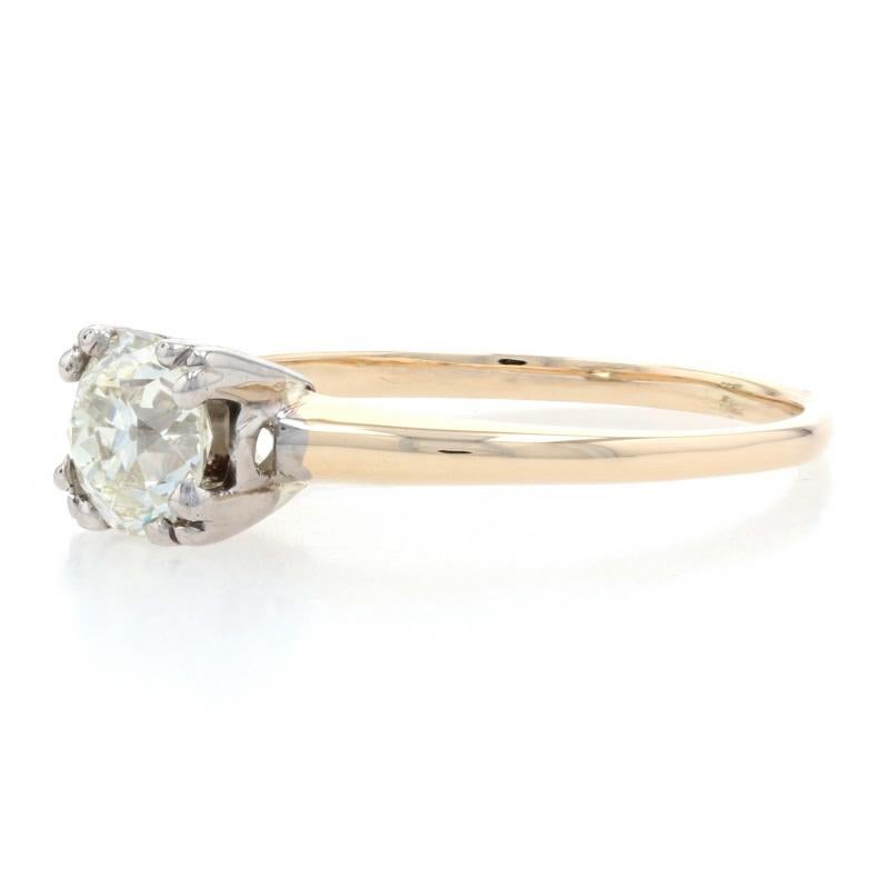 Yellow Gold Diamond Art Deco Engagement Ring 14k Old Euro .84ct Vintage GIA 3