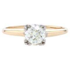 Yellow Gold Diamond Art Deco Engagement Ring 14k Old Euro .84ct Vintage GIA