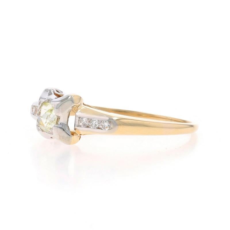 Yellow Gold Diamond Art Deco Engagement Ring - 14k Rose .21ctw Vintage MIlgrain In Excellent Condition For Sale In Greensboro, NC