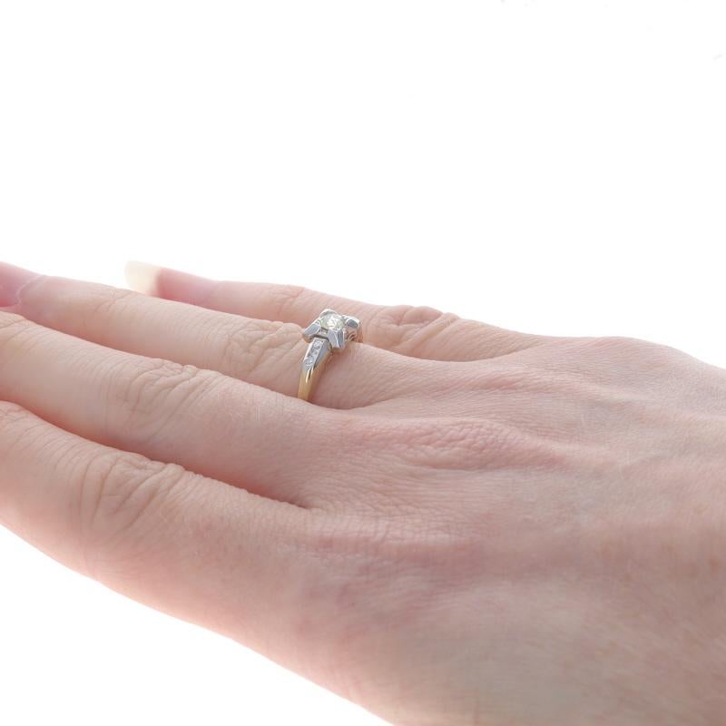 Women's Yellow Gold Diamond Art Deco Engagement Ring - 14k Rose .21ctw Vintage MIlgrain For Sale