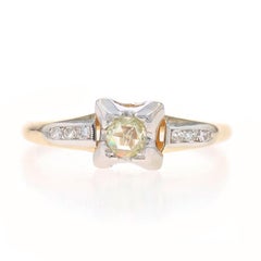 Yellow Gold Diamond Art Deco Engagement Ring - 14k Rose .21ctw Vintage MIlgrain