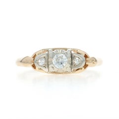 Yellow Gold Diamond Art Deco Engagement Ring 14k Round Brilliant .15ctw Vintage