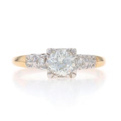 Yellow Gold Diamond Art Deco Engagement Ring 6 1/2" 14k European .55ctw