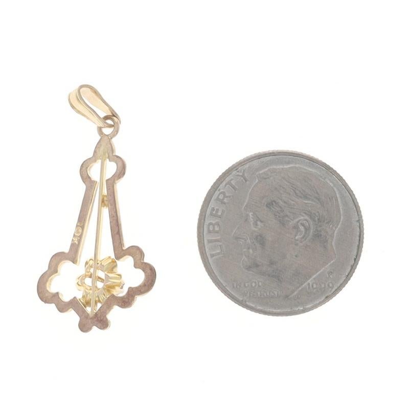 Ciondolo in oro giallo con diamante Art Deco con solitario floreale Lavaliere 10k Singolo In condizioni ottime in vendita a Greensboro, NC