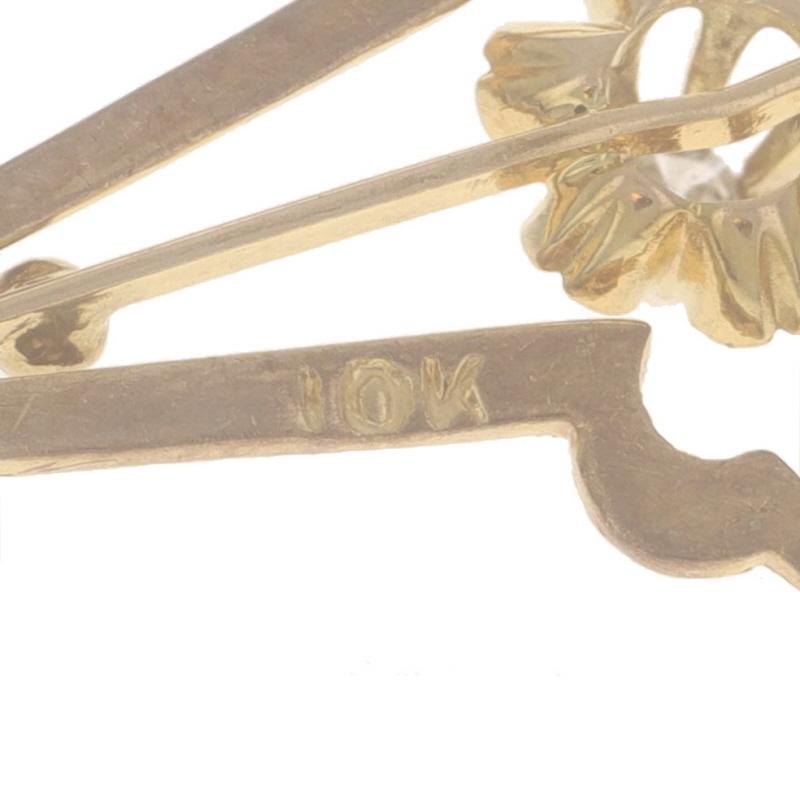 Donna Ciondolo in oro giallo con diamante Art Deco con solitario floreale Lavaliere 10k Singolo in vendita