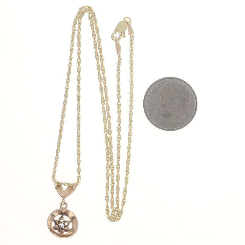 Collana con ciondolo a fiore in oro giallo e diamanti Art Deco da 16