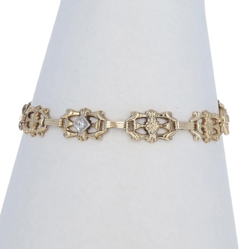 Yellow Gold Diamond Art Deco Link Bracelet 7 1/2