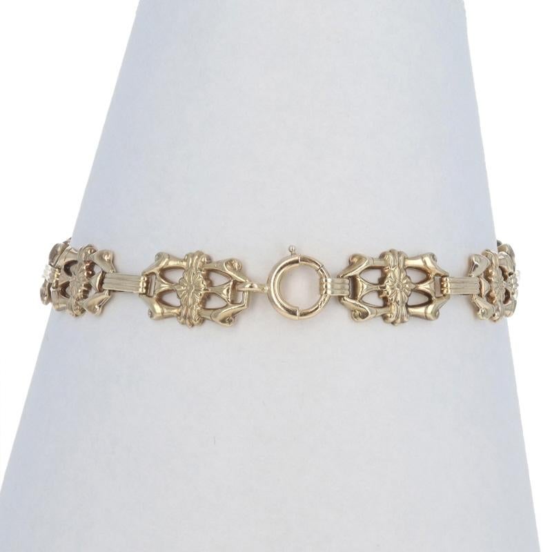 Women's or Men's Yellow Gold Diamond Art Deco Link Bracelet 7 1/2