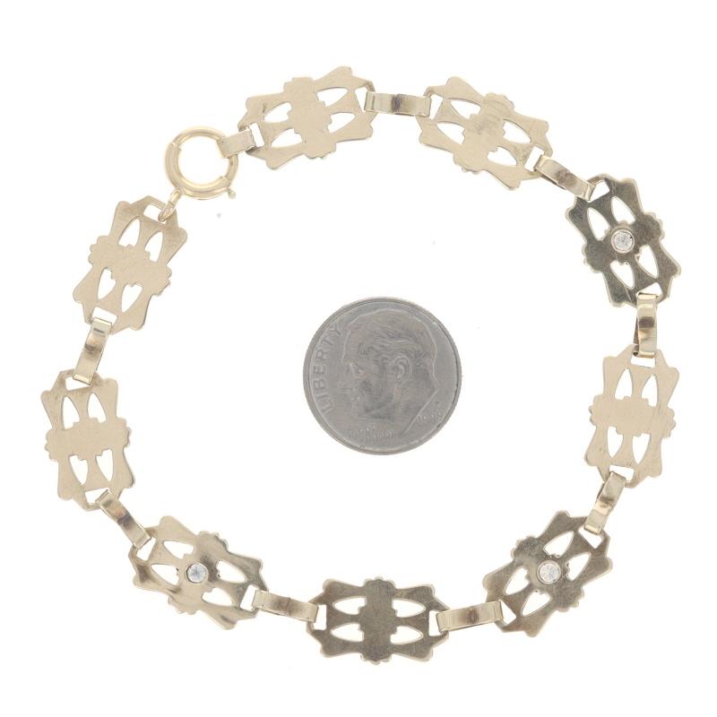 Yellow Gold Diamond Art Deco Link Bracelet 7 1/2