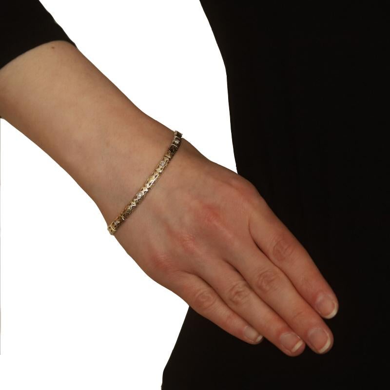 Taille vieille Europe Yellow Gold Diamond Art Deco Link Bracelet 7